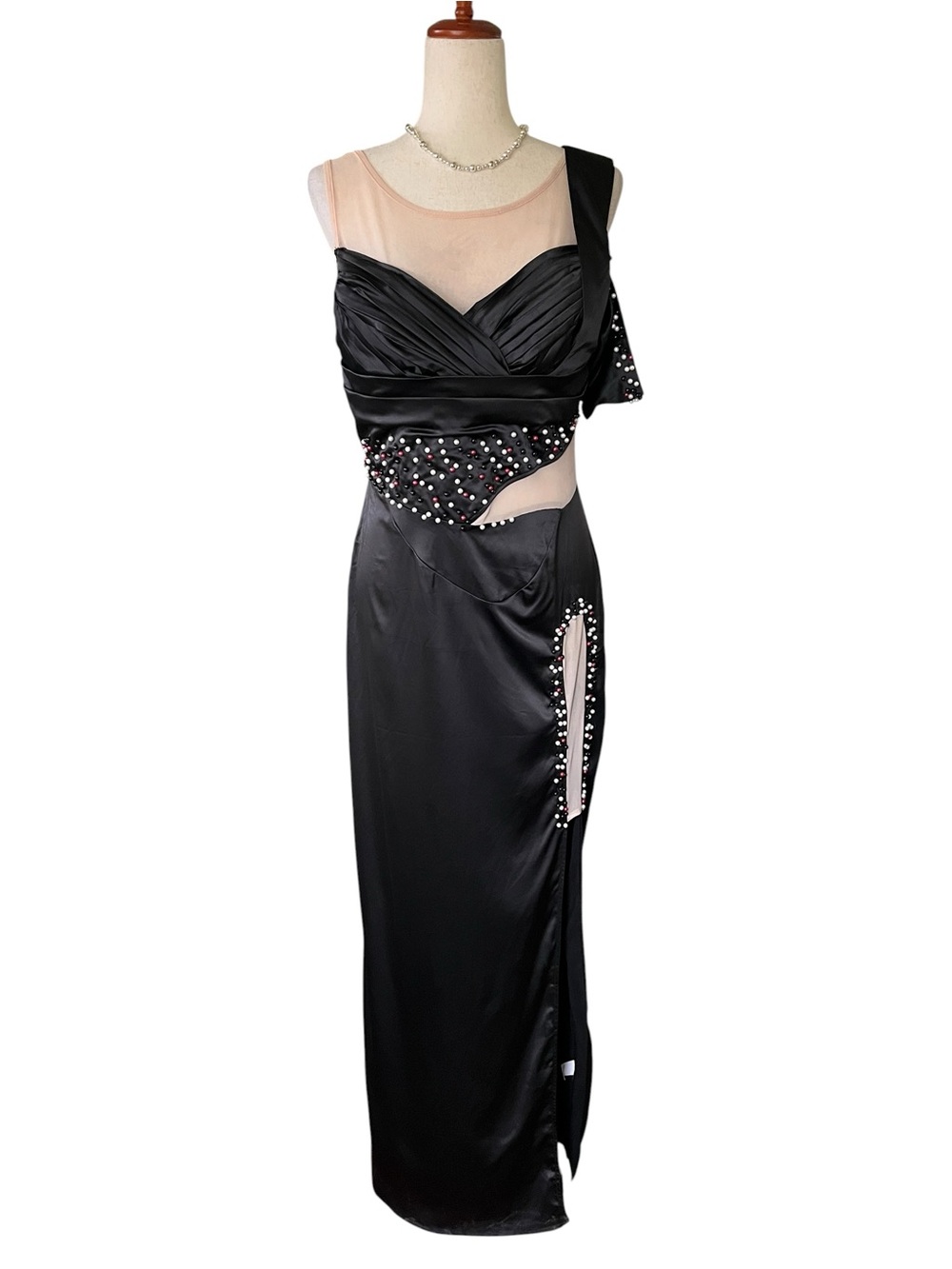Loragal Black Evening Dress with High Slit